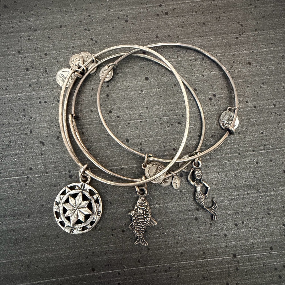 Silver Alex and Ani Bracelet Set